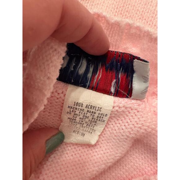 VINTAGE BEDFORD FAIR Sweater | Soft Pink Cozy Crewneck Mock Turkleneck  | MEDIUM - Picture 6 of 6